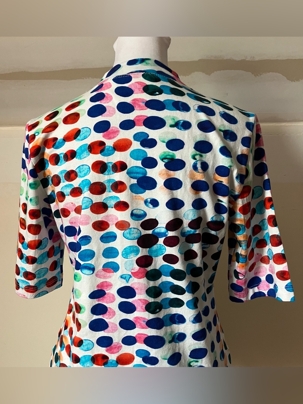 Maeve Anthropologie Abstract Polka Dot Mock Neck Colorful Print Blouse size XS - Picture 7 of 7